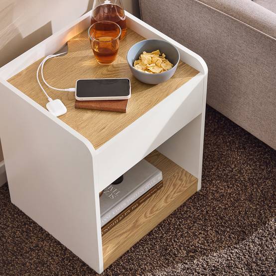 SoBuy FBT128-WN Table de Chevet Moderne avec 1 Tiroir, Blanc, pour Salon ou Chambre à Coucher - Image 4