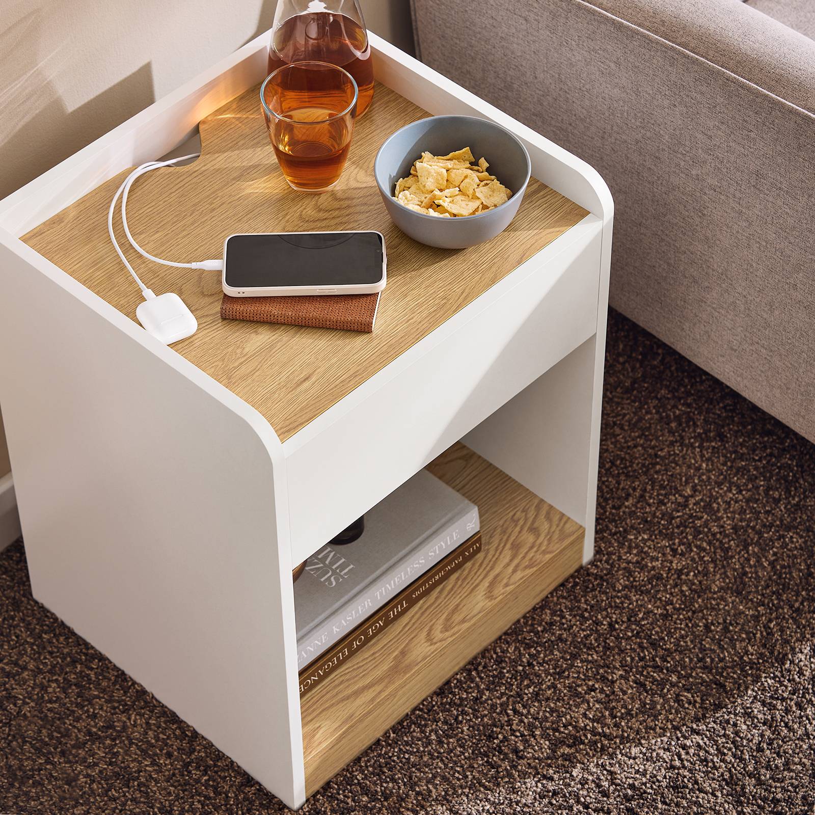 SoBuy FBT128-WN Table de Chevet Moderne avec 1 Tiroir, Blanc, pour Salon ou Chambre à Coucher - Image 4