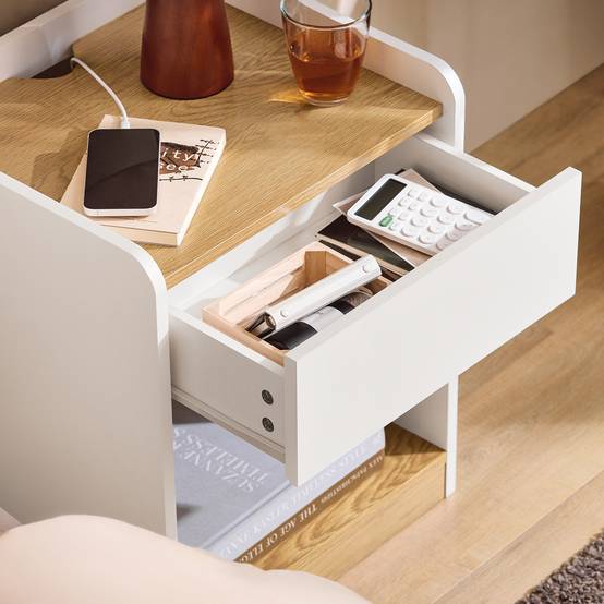 SoBuy FBT128-WN Table de Chevet Moderne avec 1 Tiroir, Blanc, pour Salon ou Chambre à Coucher - Image 7