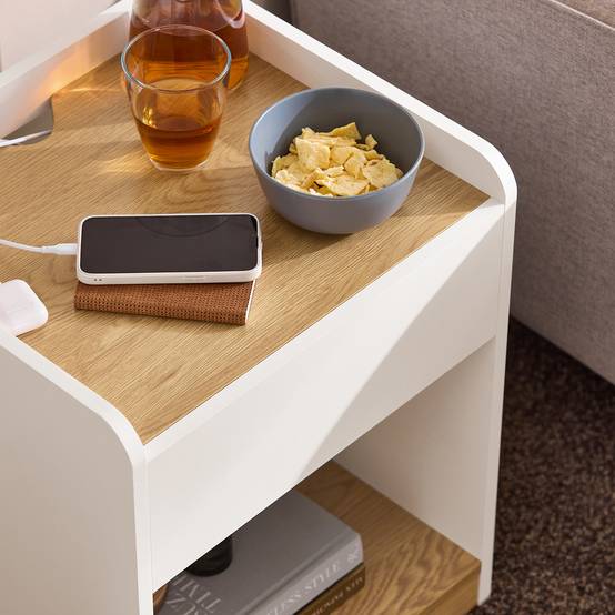 SoBuy FBT128-WN Table de Chevet Moderne avec 1 Tiroir, Blanc, pour Salon ou Chambre à Coucher - Image 5