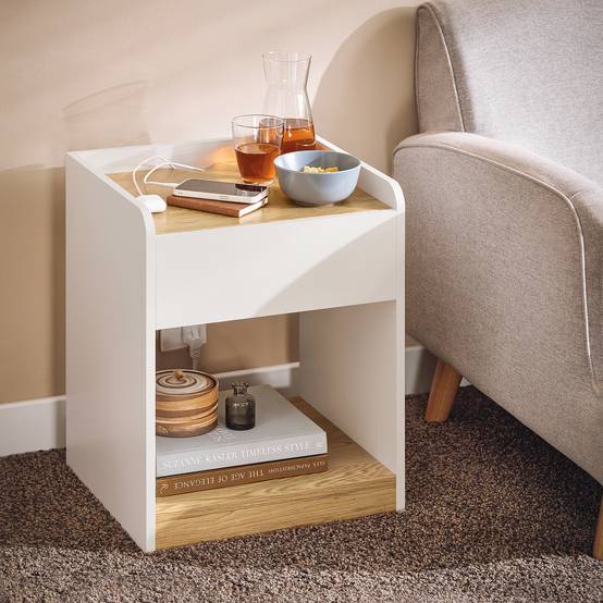 SoBuy FBT128-WN Table de Chevet Moderne avec 1 Tiroir, Blanc, pour Salon ou Chambre à Coucher - Image 2