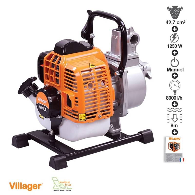 Villager - Motopompe thermique 2 temps 8m3 par heure raccord 1 pouce Villager WP10E - Imagen 1