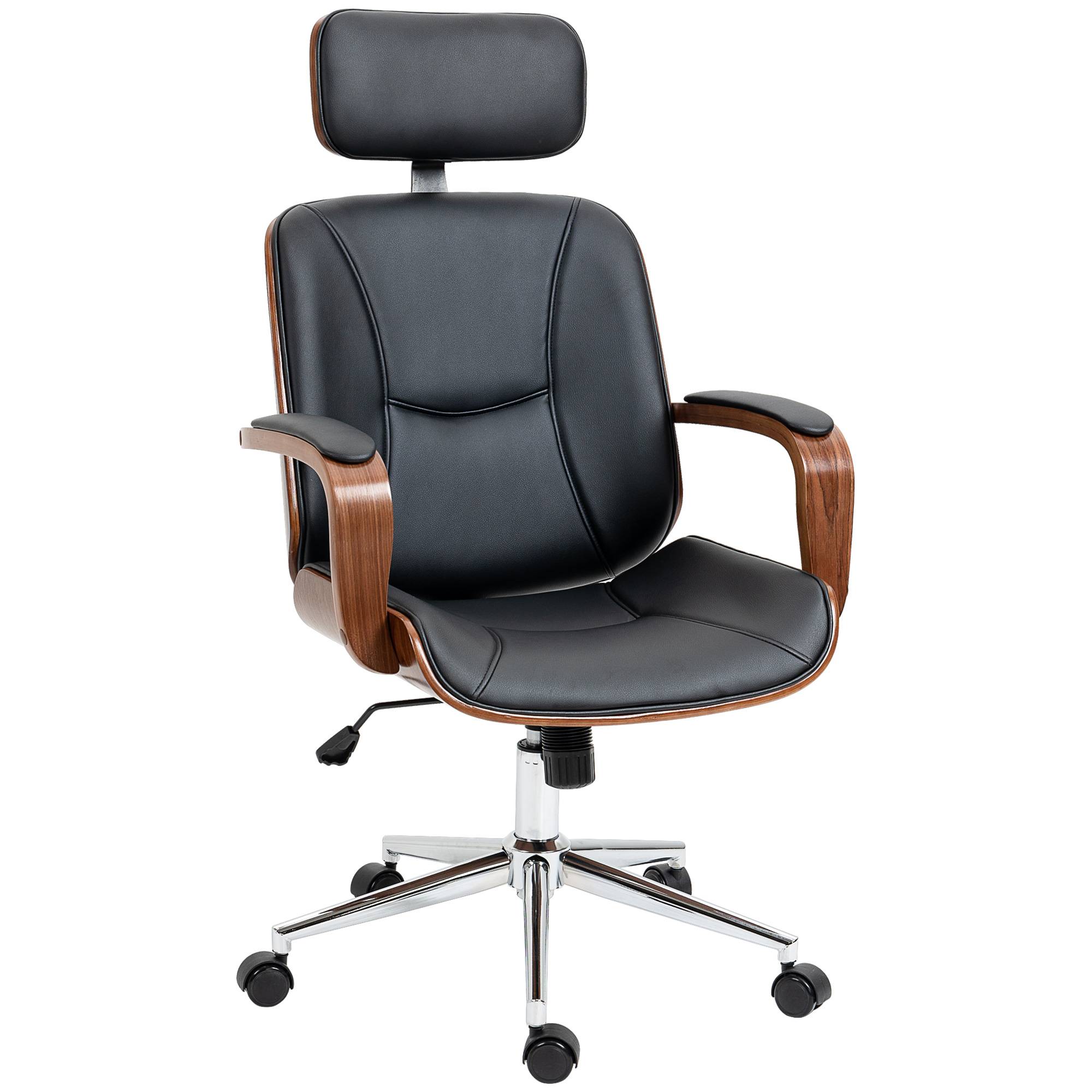 Sans Marque - Fauteuil de bureau, chaise de bureau avec appui-tête amovible hauteur réglable et fonction de bascule, 66x65x125cm, noir