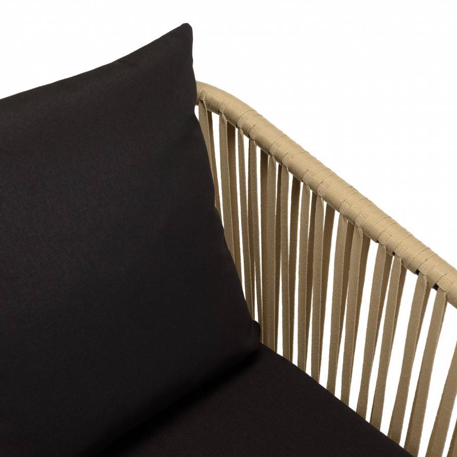 Macabane - MALO - Lot de 6 fauteuils en cordage couleur naturelle coussins noirs - Imagen 7