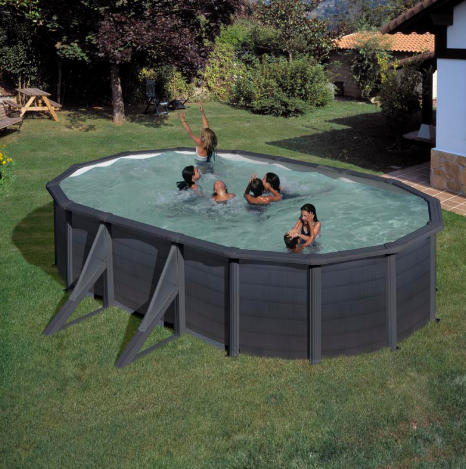 Piscine ronde Kea à parois en acier graphite 460 x 120 cm
