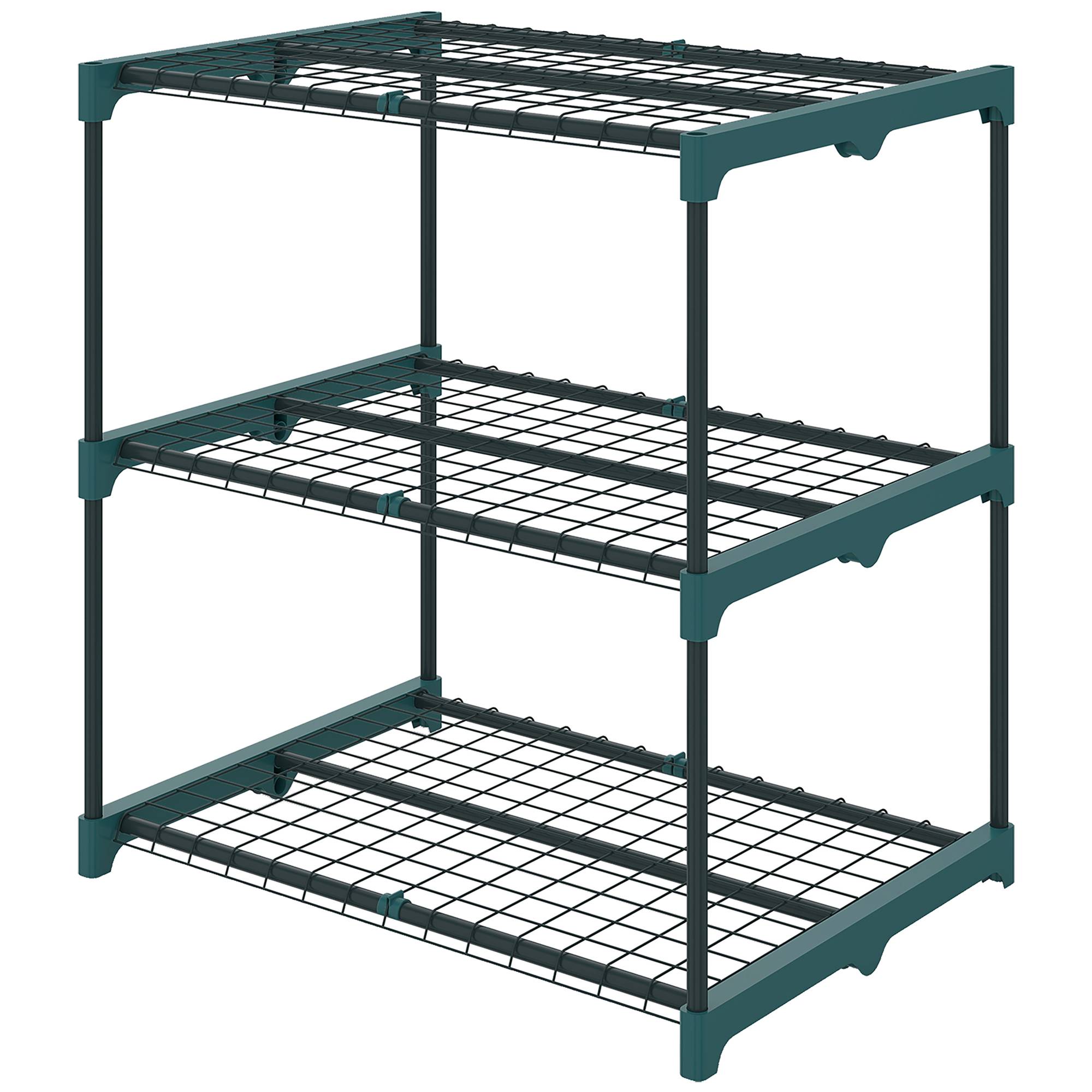 Etagère Plantes Acier Balcon Jardin Support Floral 3 Niveaux 68x49x72cm Vert Foncé - ComfortXL Outdoor Living - Image 2