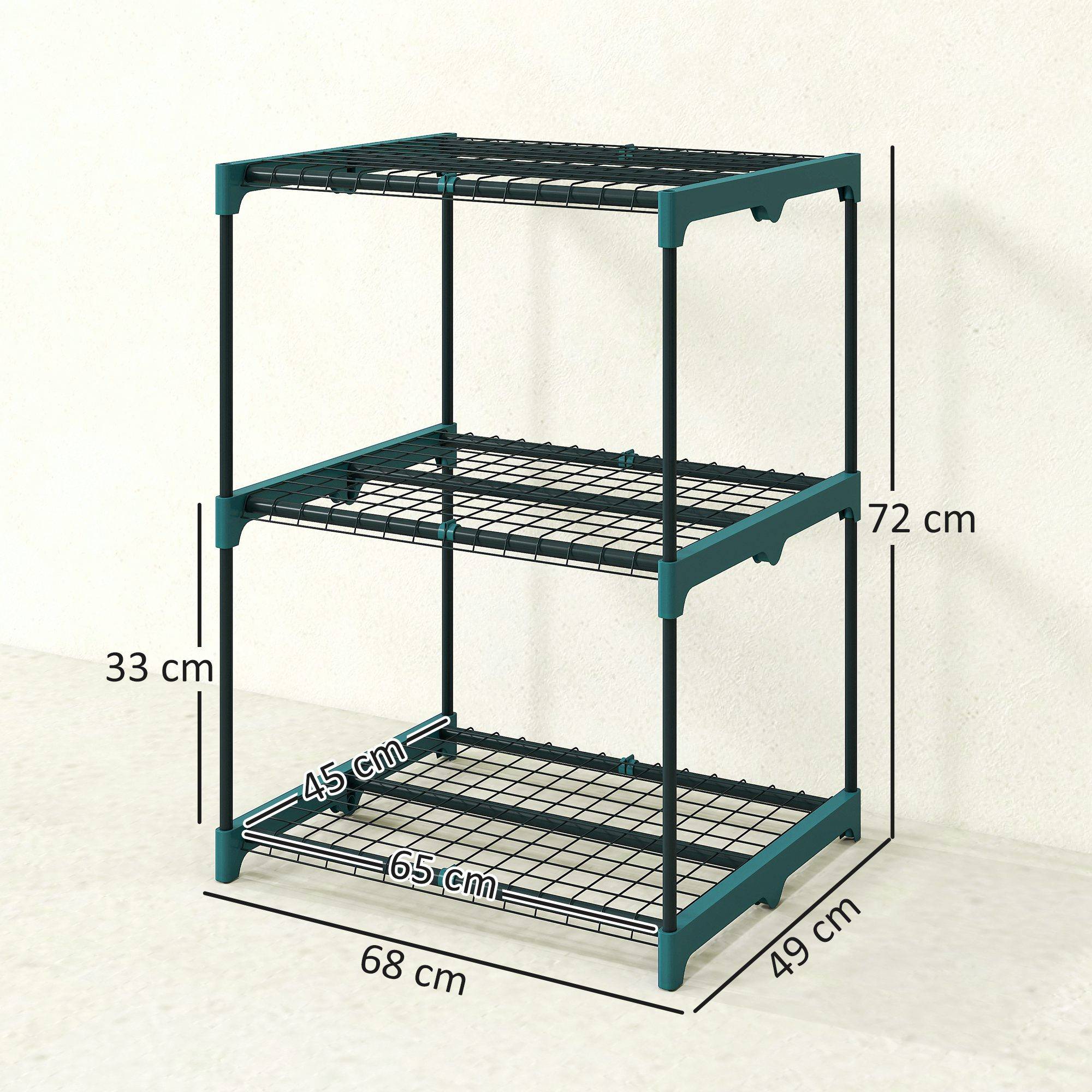 Etagère Plantes Acier Balcon Jardin Support Floral 3 Niveaux 68x49x72cm Vert Foncé - ComfortXL Outdoor Living - Image 5