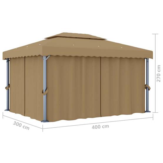 Tonnelle de Réception Aluminium Rideaux et Moustiquaires Double Toit pour Jardin Taupe 4x3 m – ComfortXL Outdoor Living - Image 7