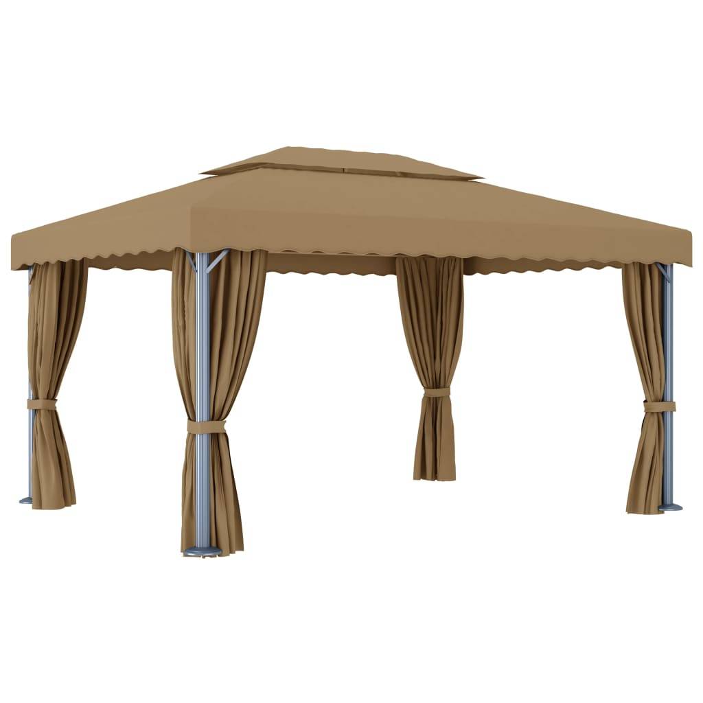 Tonnelle de Réception Aluminium Rideaux et Moustiquaires Double Toit pour Jardin Taupe 4x3 m – ComfortXL Outdoor Living - Image 4