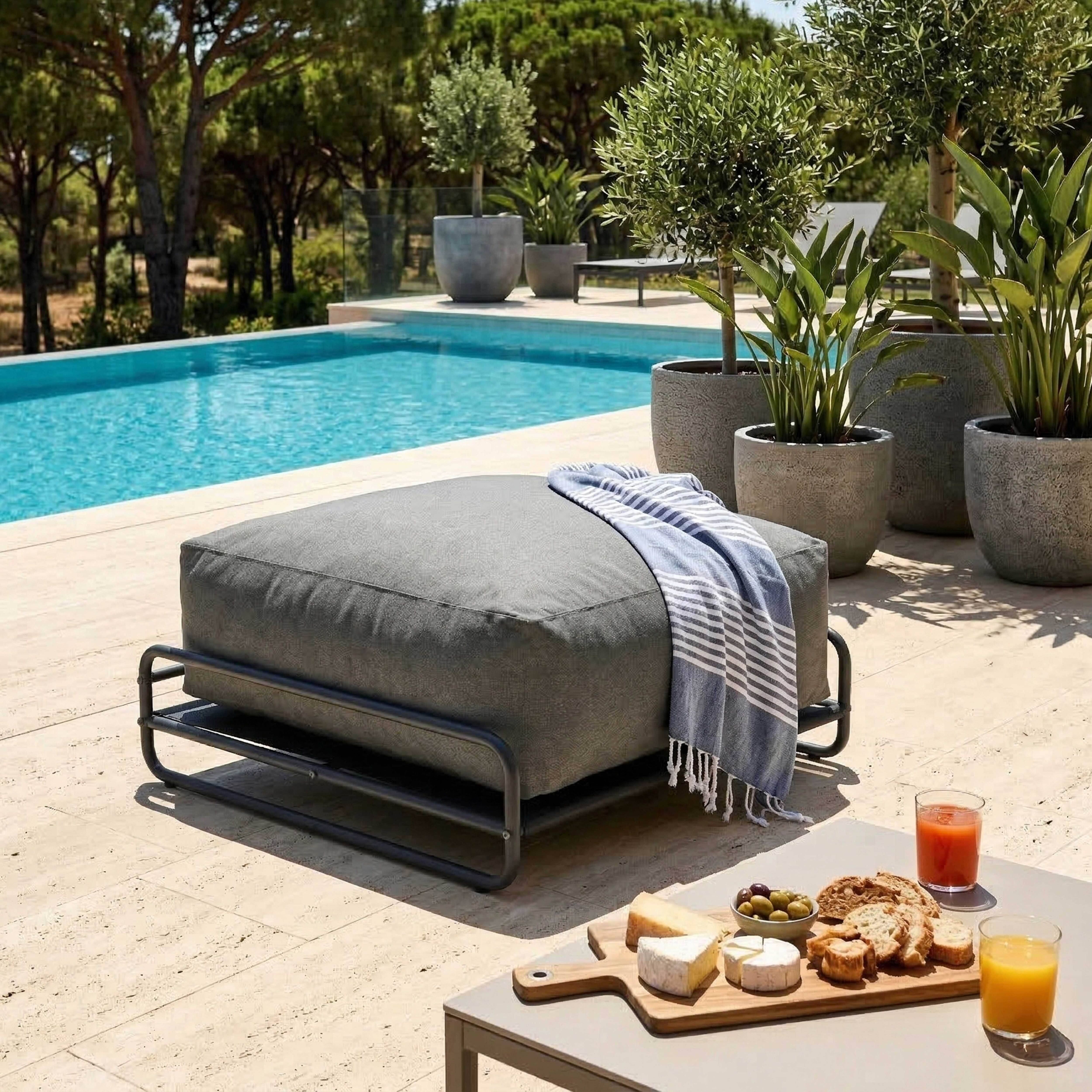 Oviala - Pouf pour salon de jardin modulable avec structure gris Mixi - Oviala - Image 1