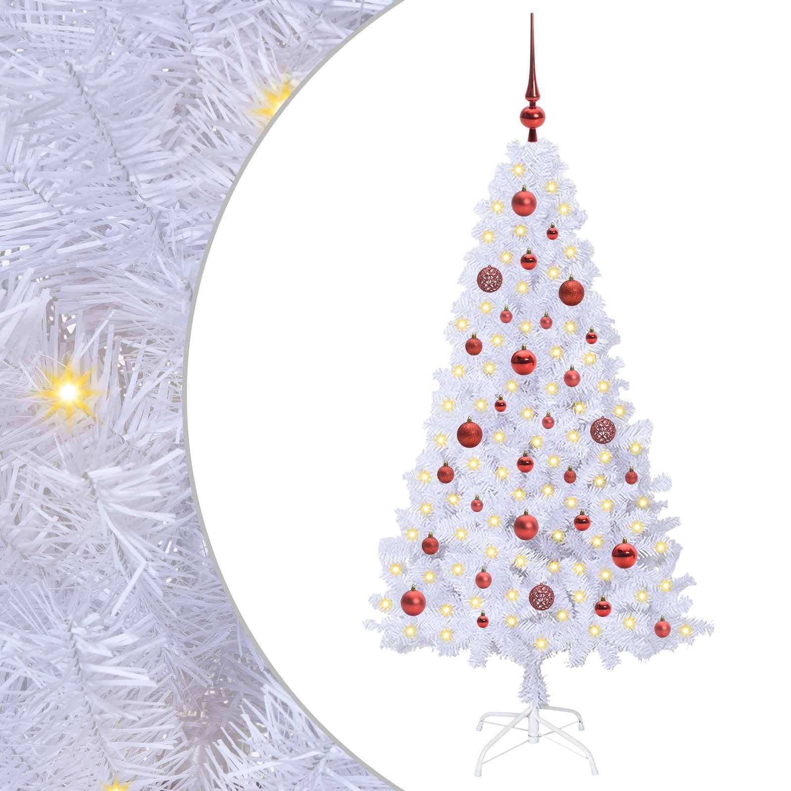 Sapin de Noël | Arbre de Noël artificiel avec 150 LED Blanc 150 cm PVC et Acier Maison Chic - Image 1
