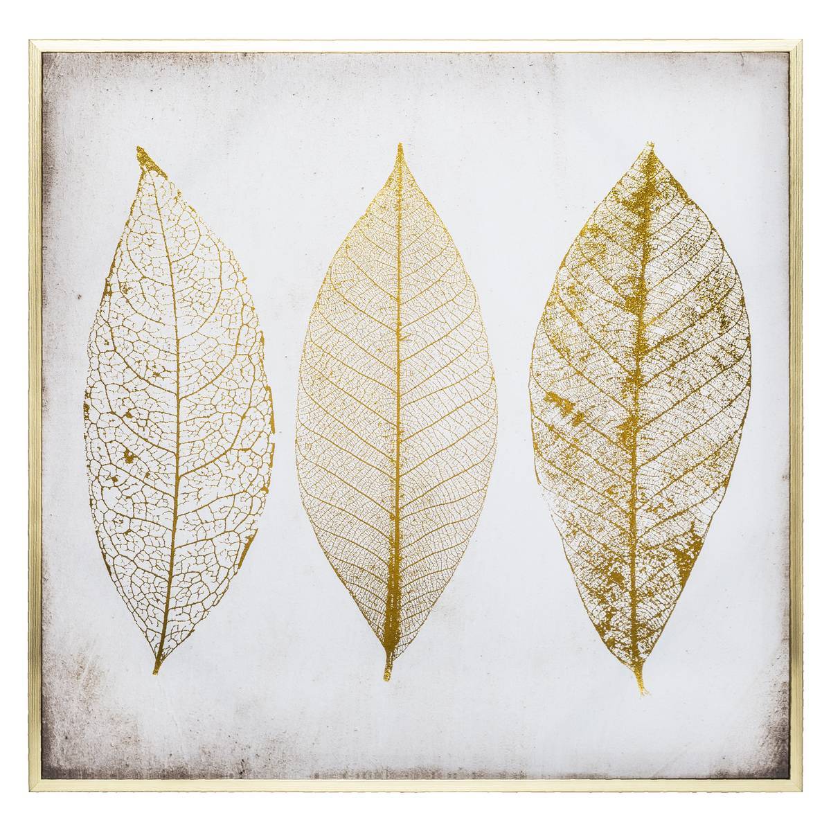 Atmosphera - Toile encadrée "Feuilles Dorées" 58x58cm - Atmosphera Créateur d'intérieur - Imagen 1