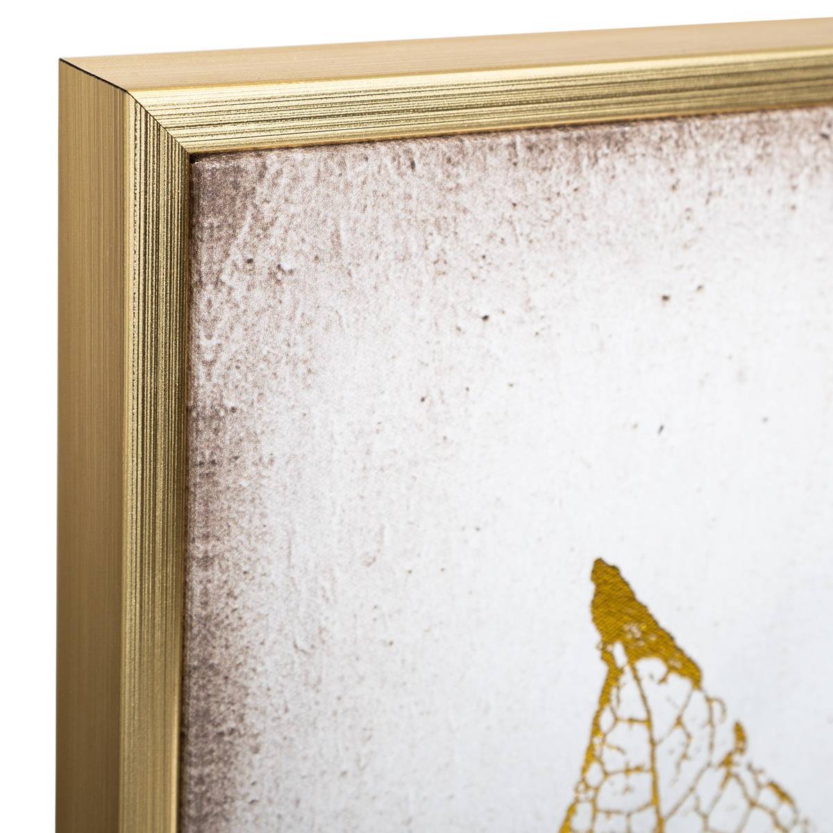 Atmosphera - Toile encadrée "Feuilles Dorées" 58x58cm - Atmosphera Créateur d'intérieur - Imagen 2