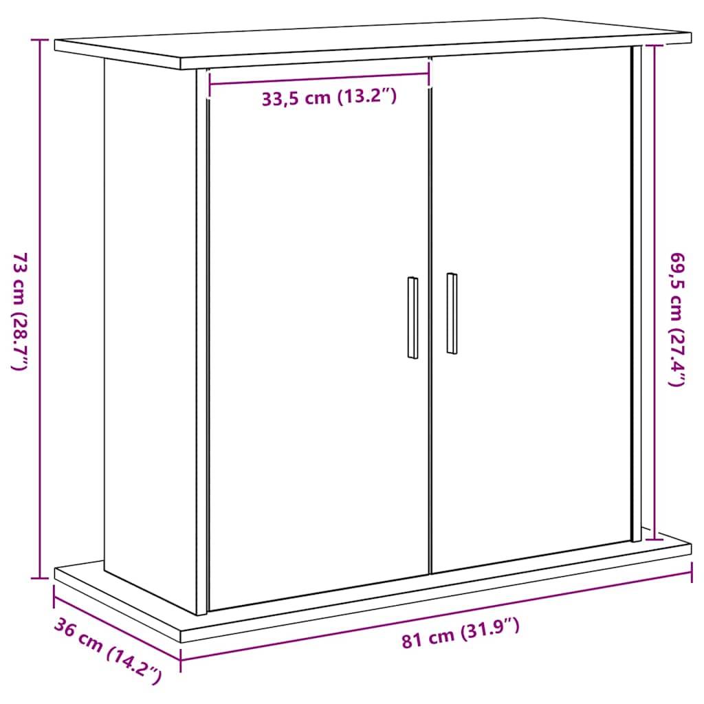 Armoire d'aquarium Chêne Noir avec 4 Compartiments à Portes 81x36x73 cm - ComfortXL Outdoor Living - Image 5