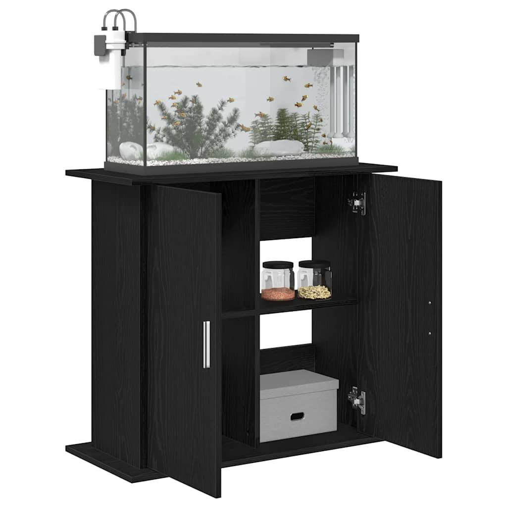 Armoire d'aquarium Chêne Noir avec 4 Compartiments à Portes 81x36x73 cm - ComfortXL Outdoor Living - Image 4