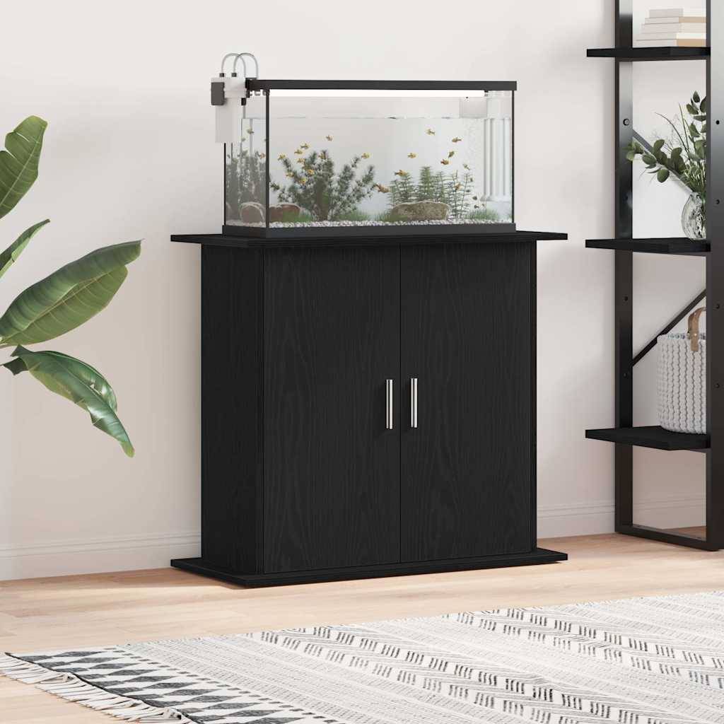 Armoire d'aquarium Chêne Noir avec 4 Compartiments à Portes 81x36x73 cm - ComfortXL Outdoor Living - Image 1
