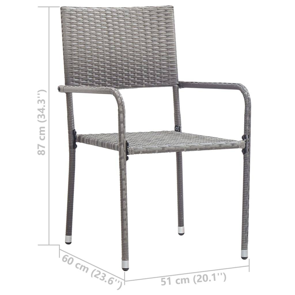 Salon de Jardin 2 Personnes Chaises Empilables en Résine Grise et Verre – ComfortXL Outdoor Living - Image 5