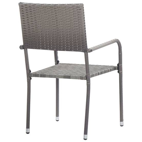 Salon de Jardin 2 Personnes Chaises Empilables en Résine Grise et Verre – ComfortXL Outdoor Living - Image 6