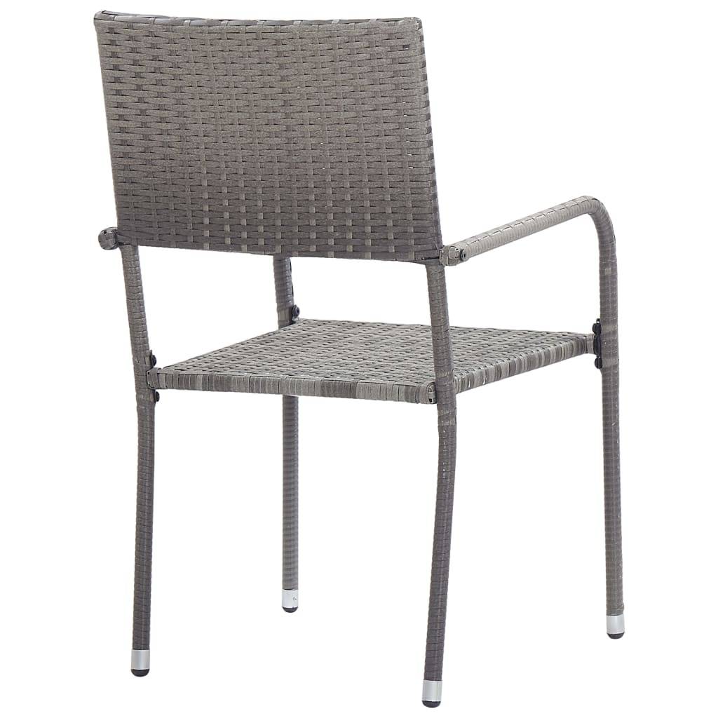 Salon de Jardin 2 Personnes Chaises Empilables en Résine Grise et Verre – ComfortXL Outdoor Living - Image 6