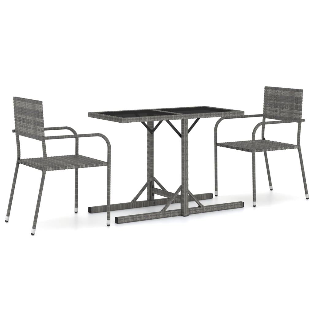 Salon de Jardin 2 Personnes Chaises Empilables en Résine Grise et Verre – ComfortXL Outdoor Living - Image 2
