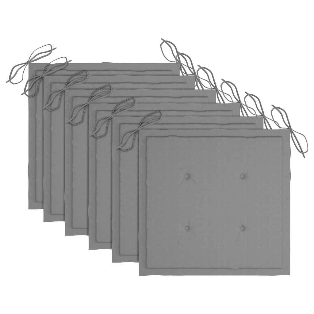 Vidaxl - Chaises pliantes avec coussins gris, 6 pièces, en teck massif vidaXL 3065591 - Imagen 7