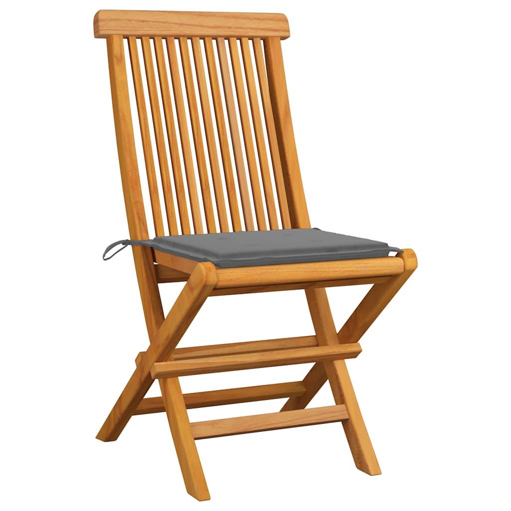 Vidaxl - Chaises pliantes avec coussins gris, 6 pièces, en teck massif vidaXL 3065591 - Imagen 2