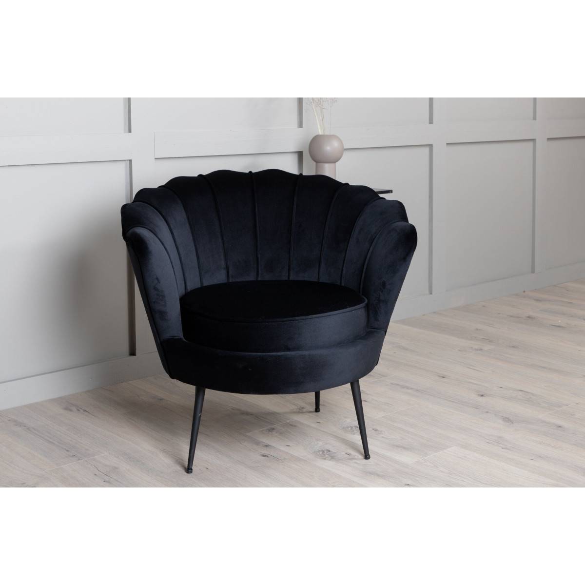 Paris Prix - Fauteuil Coquillage en Velours "Calais" 83cm Noir - Image 7