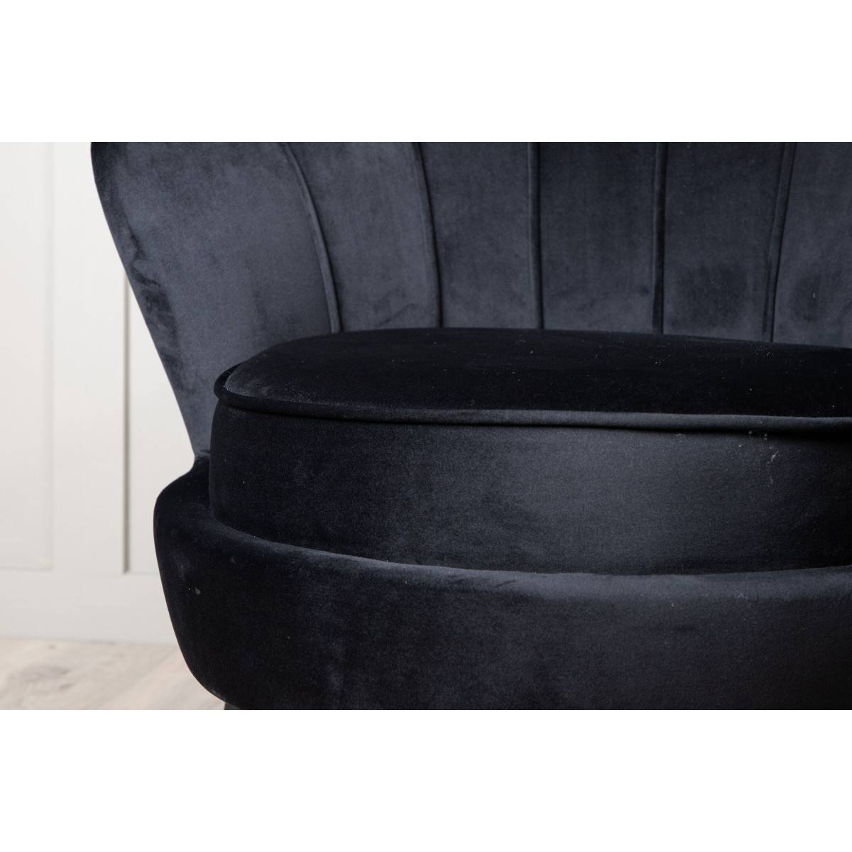 Paris Prix - Fauteuil Coquillage en Velours "Calais" 83cm Noir - Image 8