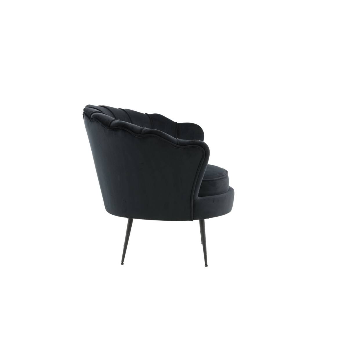 Paris Prix - Fauteuil Coquillage en Velours "Calais" 83cm Noir - Image 3
