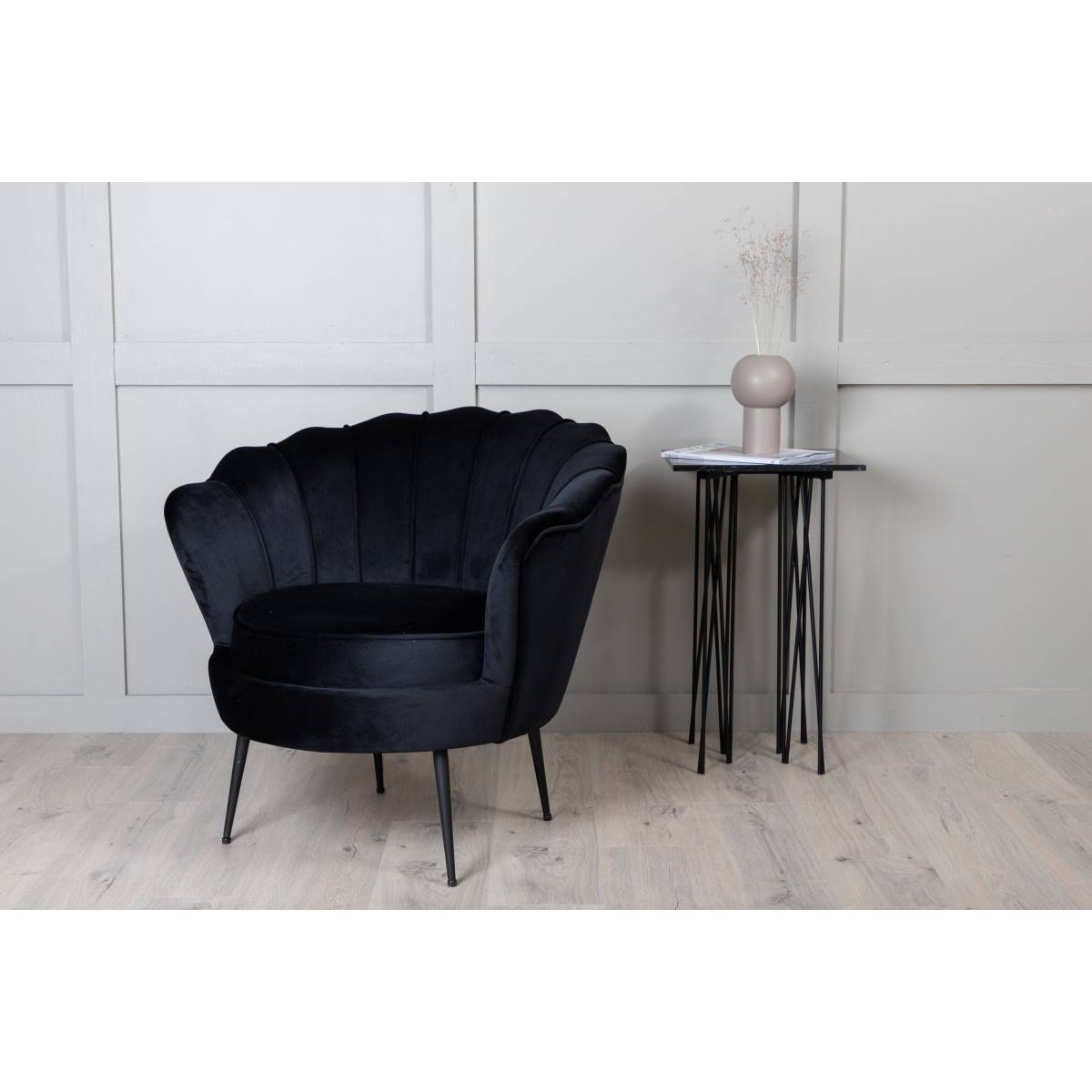 Paris Prix - Fauteuil Coquillage en Velours "Calais" 83cm Noir - Image 10