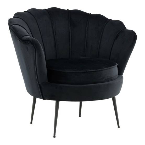 Paris Prix - Fauteuil Coquillage en Velours "Calais" 83cm Noir - Image 1