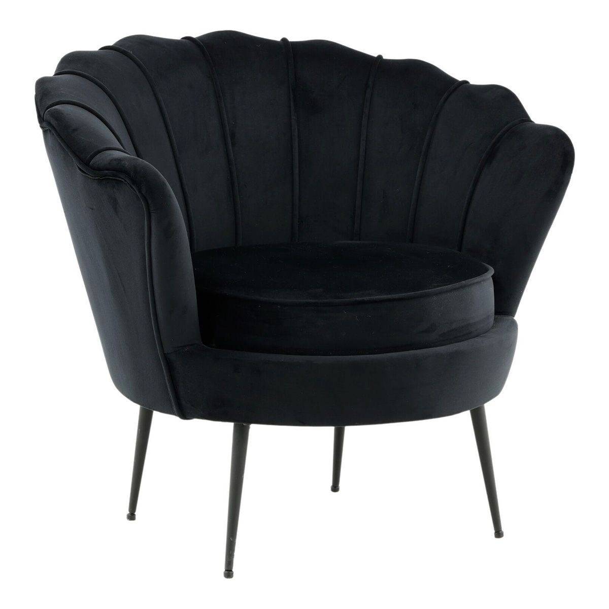 Paris Prix - Fauteuil Coquillage en Velours "Calais" 83cm Noir - Image 1
