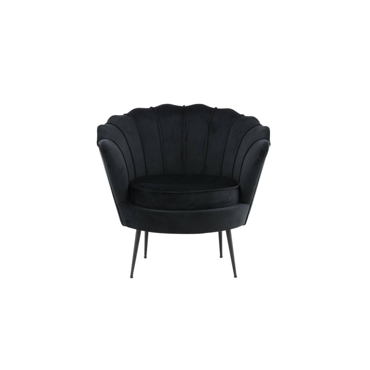 Paris Prix - Fauteuil Coquillage en Velours "Calais" 83cm Noir - Image 2