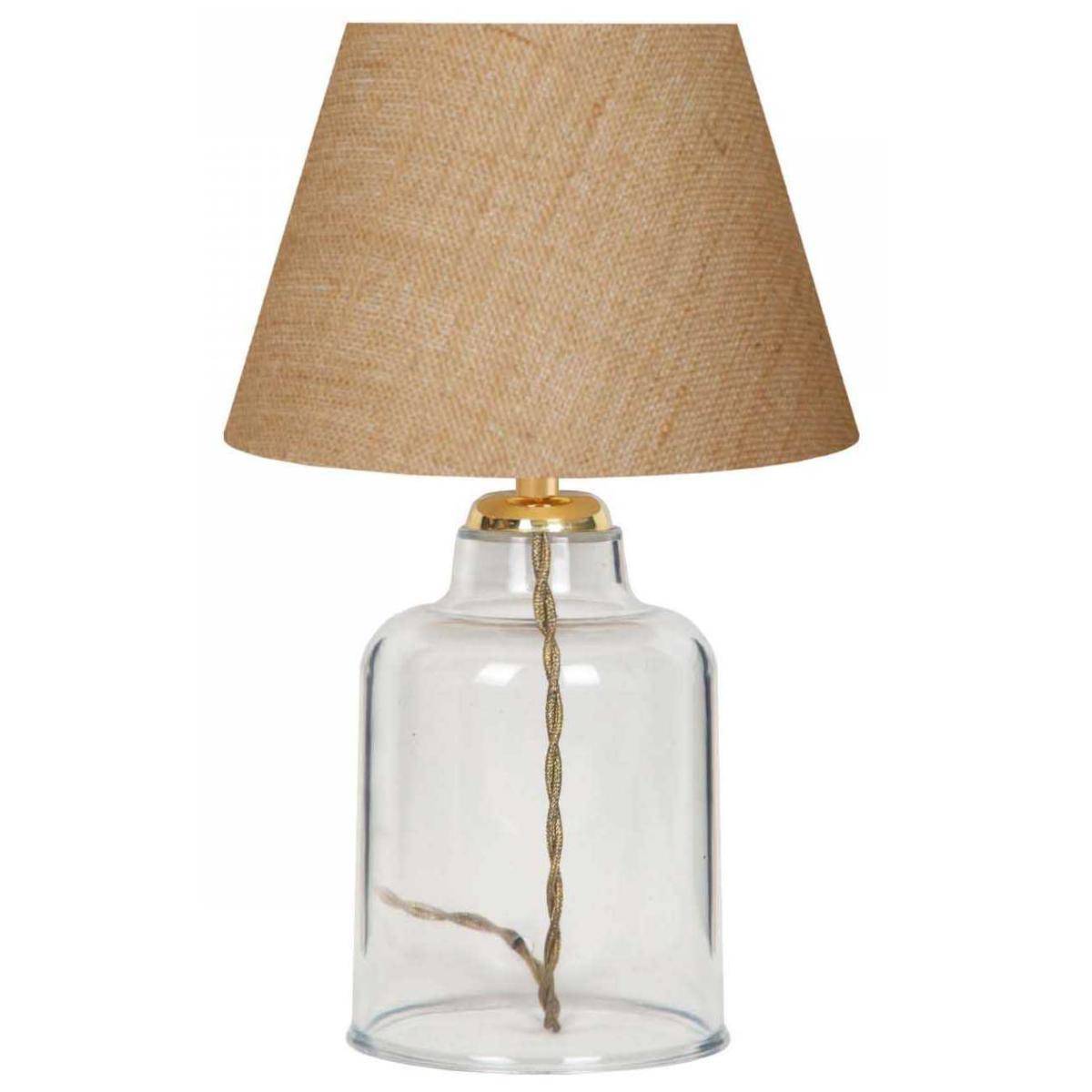 Hanah Home - Lampe à poser en plastique transparent et tissu Léa - Imagen 1