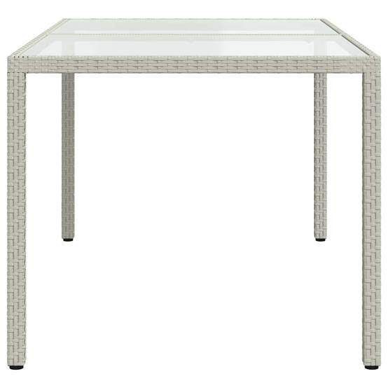 Grande Table de Jardin Blanche 150x90cm en Résine Tressée et Verre, Style Épuré – ComfortXL Outdoor Living - Image 4