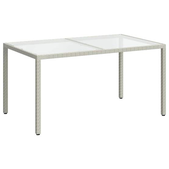 Grande Table de Jardin Blanche 150x90cm en Résine Tressée et Verre, Style Épuré – ComfortXL Outdoor Living - Image 2