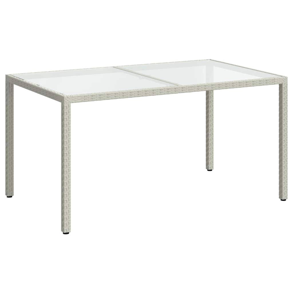 Grande Table de Jardin Blanche 150x90cm en Résine Tressée et Verre, Style Épuré – ComfortXL Outdoor Living - Image 2