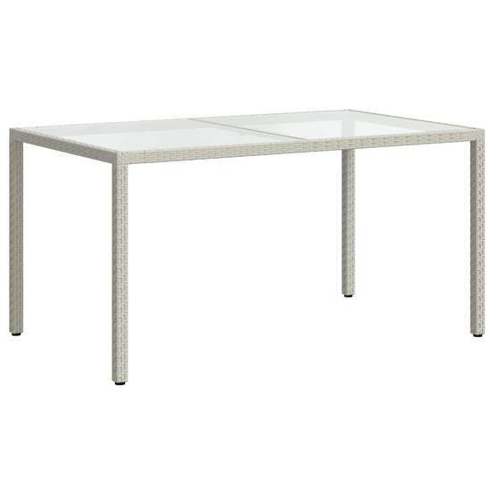 Grande Table de Jardin Blanche 150x90cm en Résine Tressée et Verre, Style Épuré – ComfortXL Outdoor Living - Image 5
