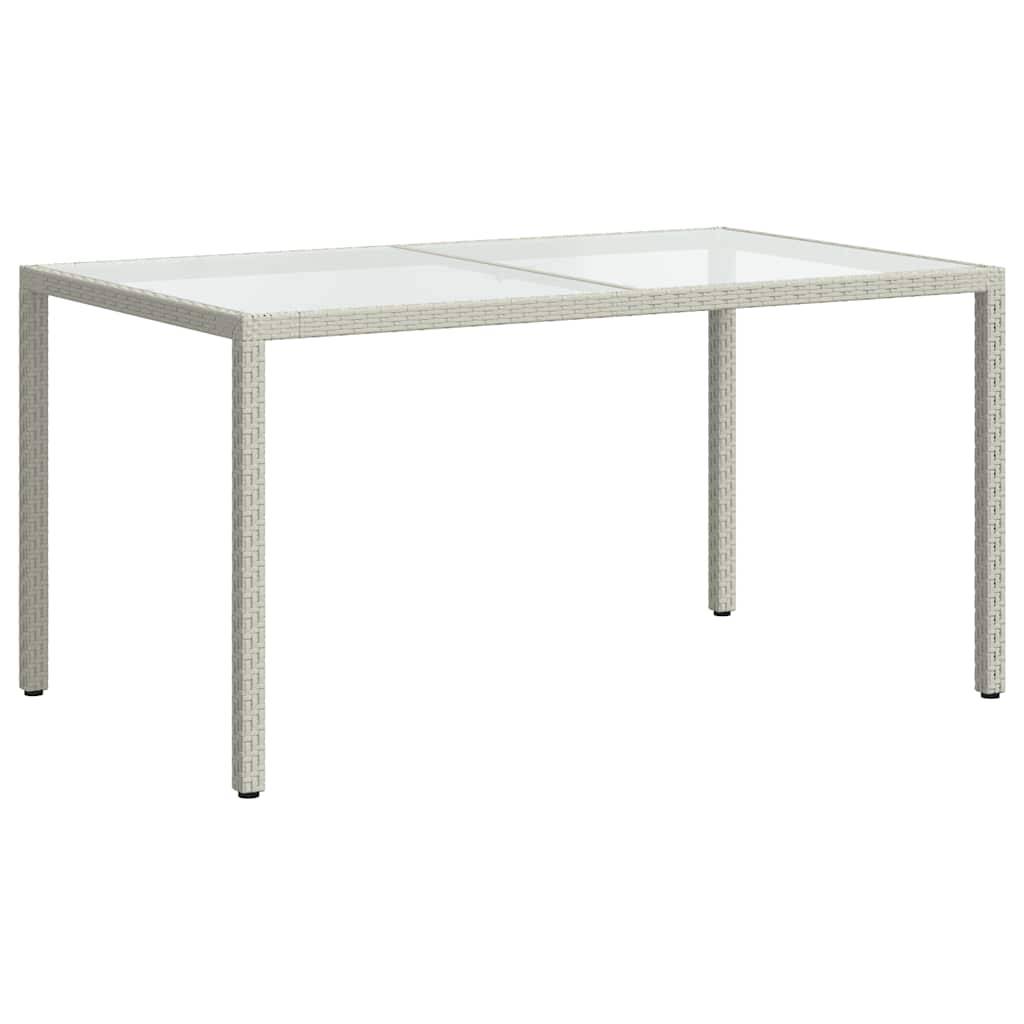 Grande Table de Jardin Blanche 150x90cm en Résine Tressée et Verre, Style Épuré – ComfortXL Outdoor Living - Image 5