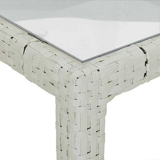 Grande Table de Jardin Blanche 150x90cm en Résine Tressée et Verre, Style Épuré – ComfortXL Outdoor Living - Image 6