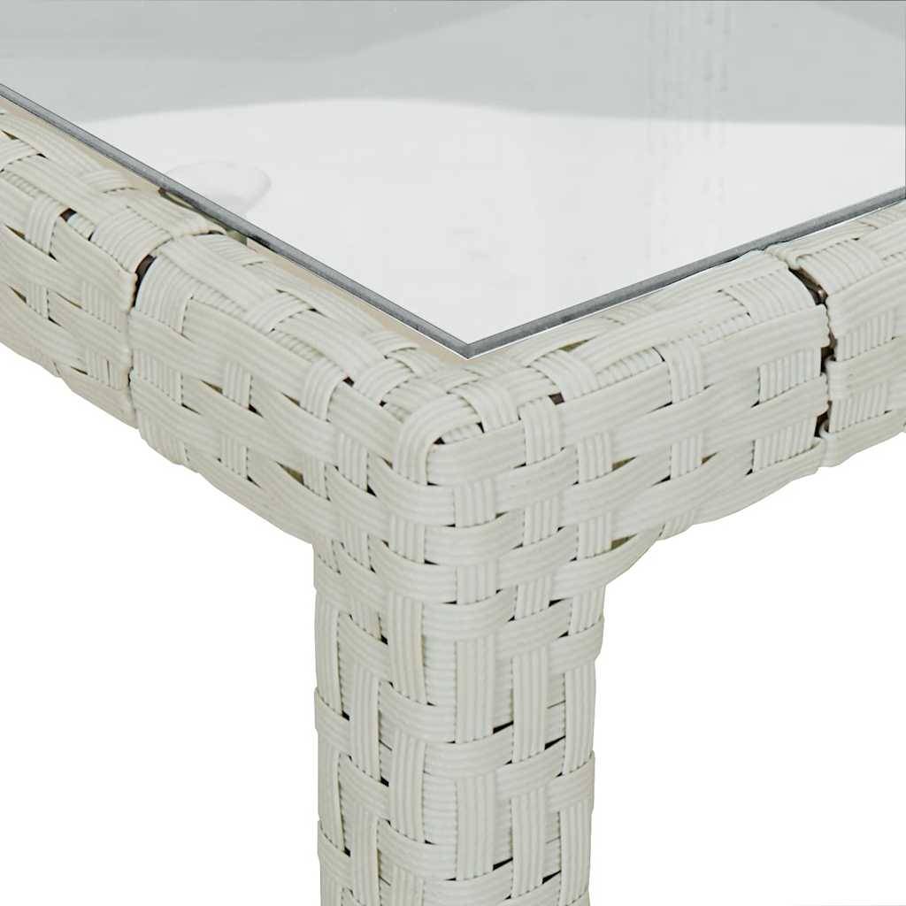 Grande Table de Jardin Blanche 150x90cm en Résine Tressée et Verre, Style Épuré – ComfortXL Outdoor Living - Image 6