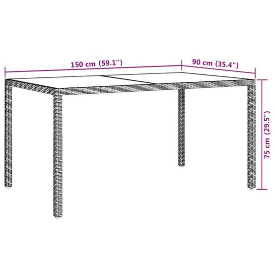 Grande Table de Jardin Blanche 150x90cm en Résine Tressée et Verre, Style Épuré – ComfortXL Outdoor Living - Image 7