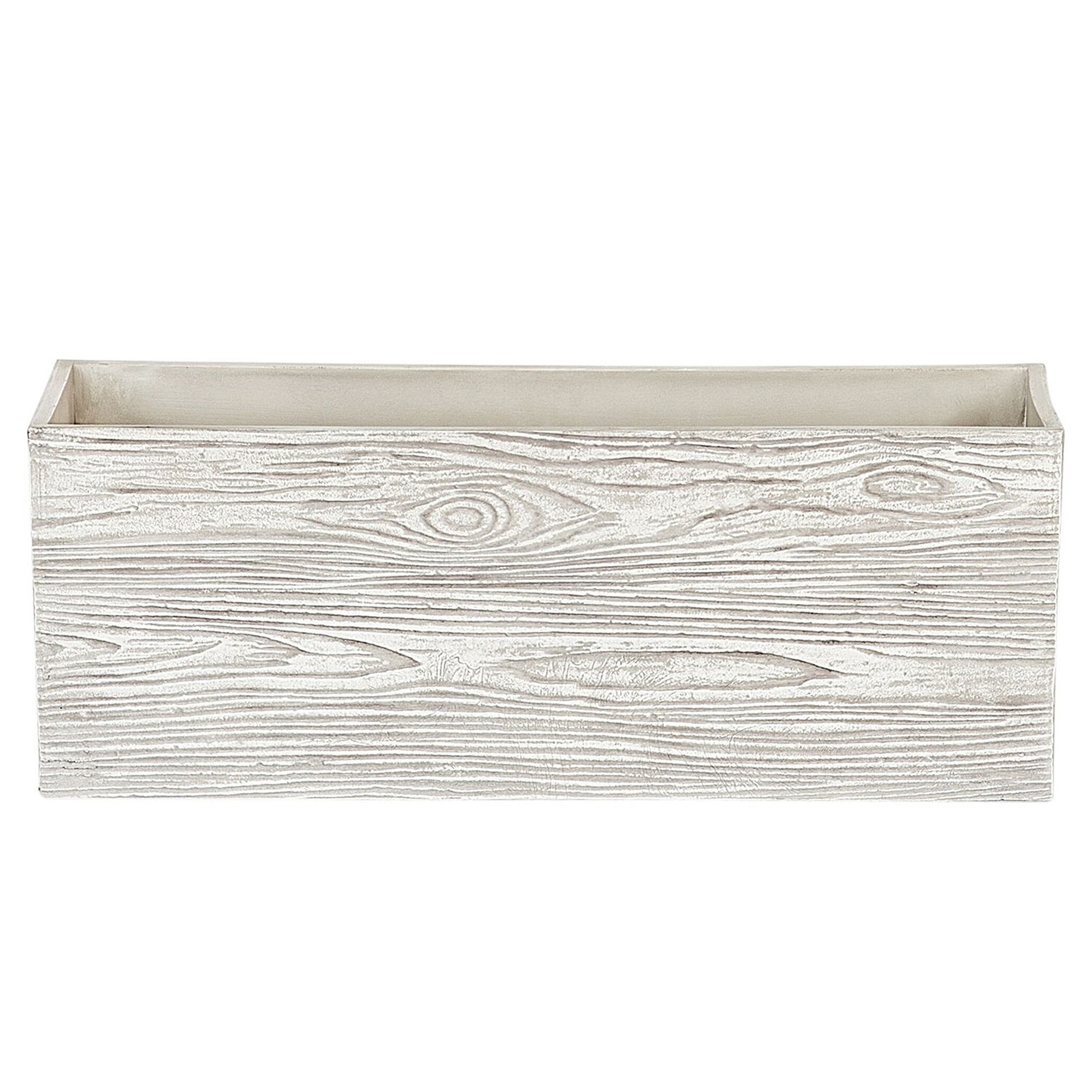 Beliani - Bac à Fleurs Rectangulaire Blanc Effet Bois, 54 x 17 x 21 cm, en Fibre d'Argile pour Intérieur et Extérieur Beliani - Imagen 1