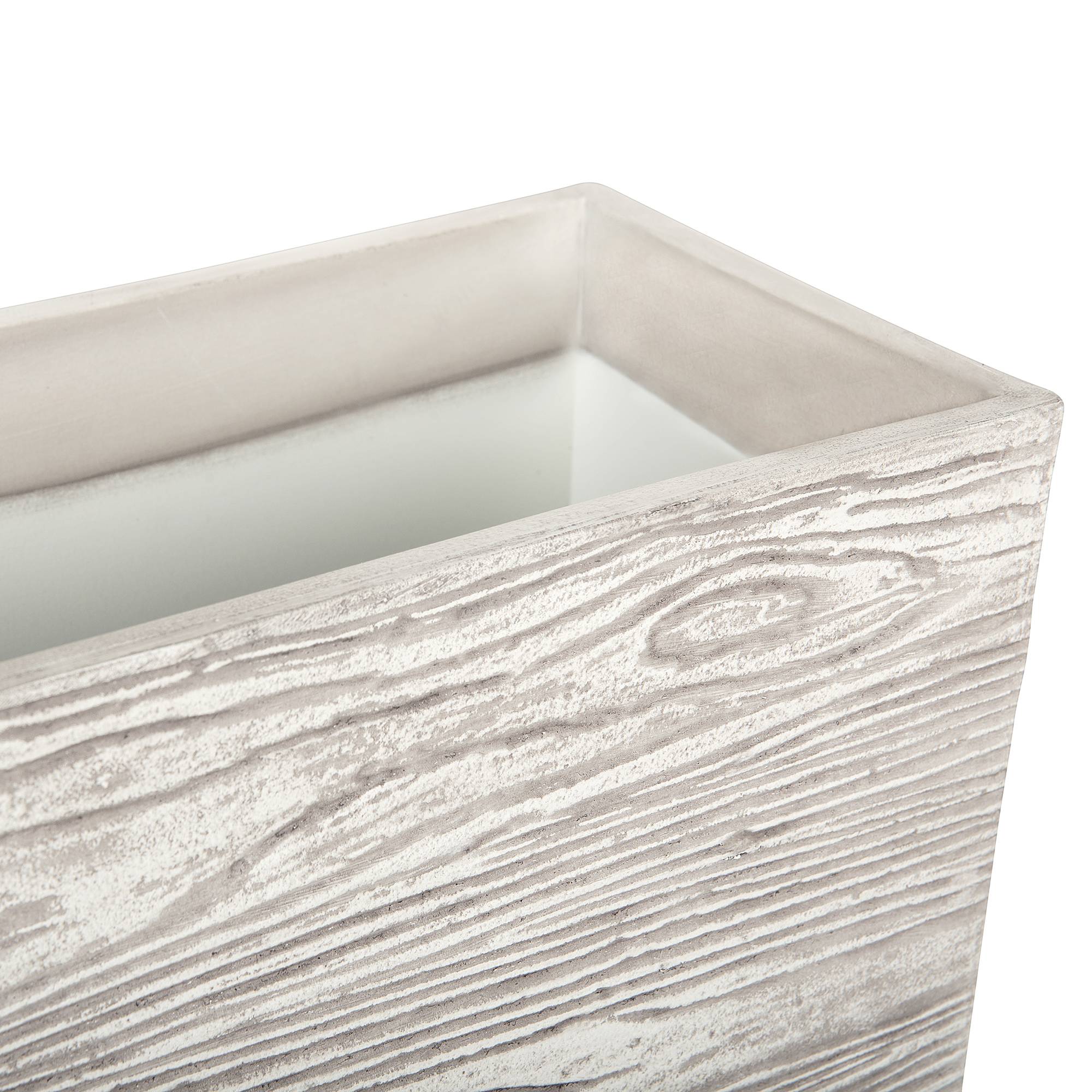 Beliani - Bac à Fleurs Rectangulaire Blanc Effet Bois, 54 x 17 x 21 cm, en Fibre d'Argile pour Intérieur et Extérieur Beliani - Imagen 5