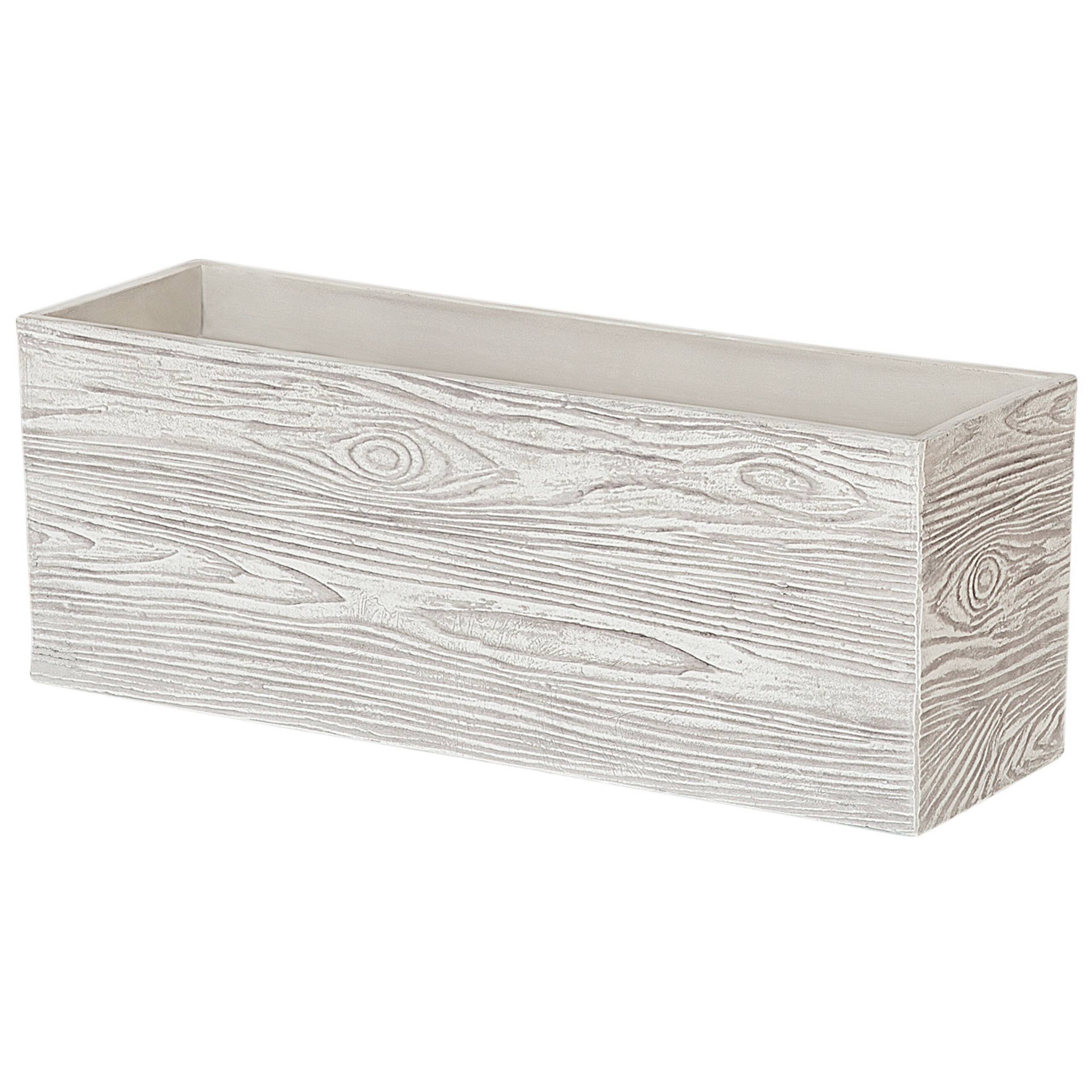 Beliani - Bac à Fleurs Rectangulaire Blanc Effet Bois, 54 x 17 x 21 cm, en Fibre d'Argile pour Intérieur et Extérieur Beliani - Imagen 4