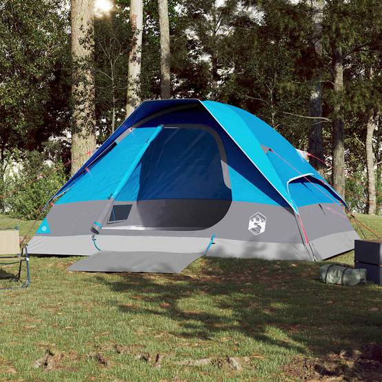 Tente de camping avec porche 4 personnes bleu imperméable Tente de camping avec porche 4 personnes bleu imperméable
