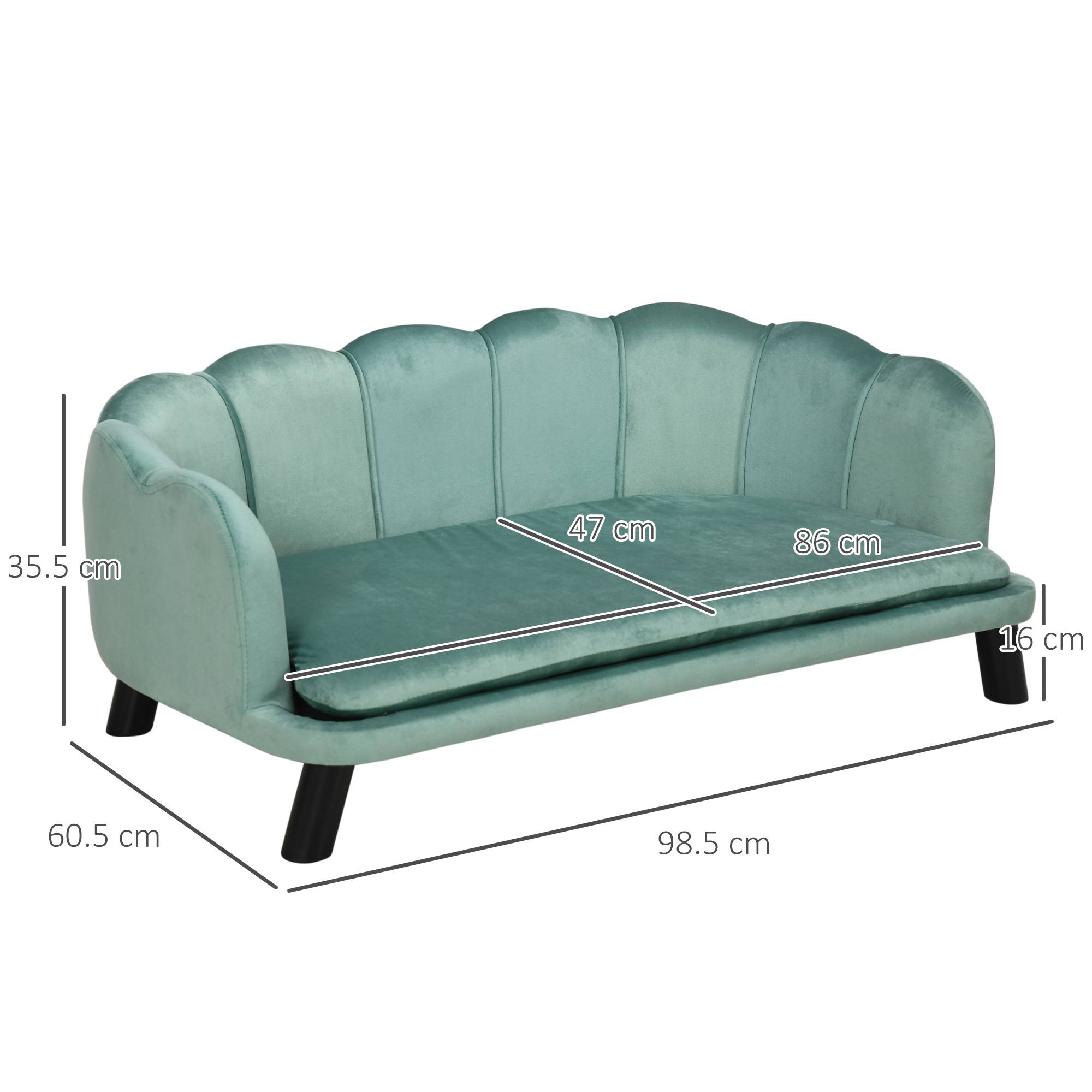 ComfortXL - Canapé Chien Velours Vert 98cm Pieds Bois Lit Animal Design Luxe - ComfortXL Pet Living - Image 3