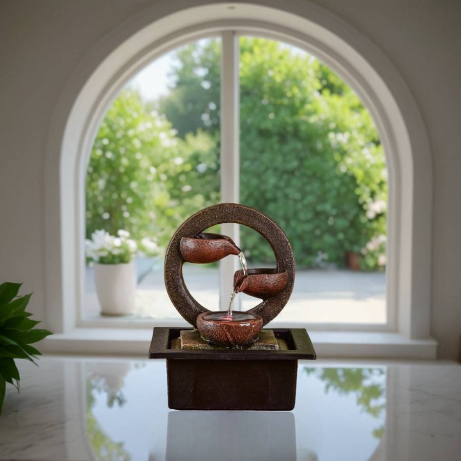 Fontaine D'intérieur Zen Arome – Cascade LED, Bouddha, 18cm, Grise