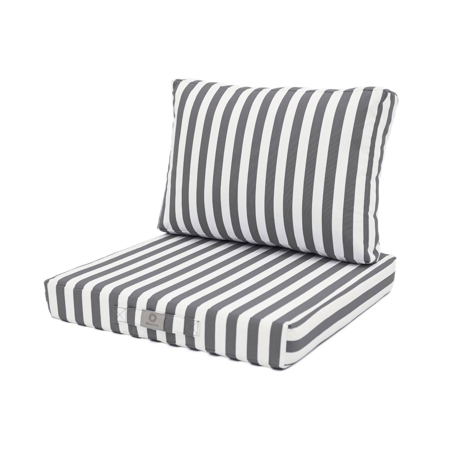 Coussins pour salon de jardin déhoussable 60x60cm Rayure gris foncé - Déco arts - Image 1