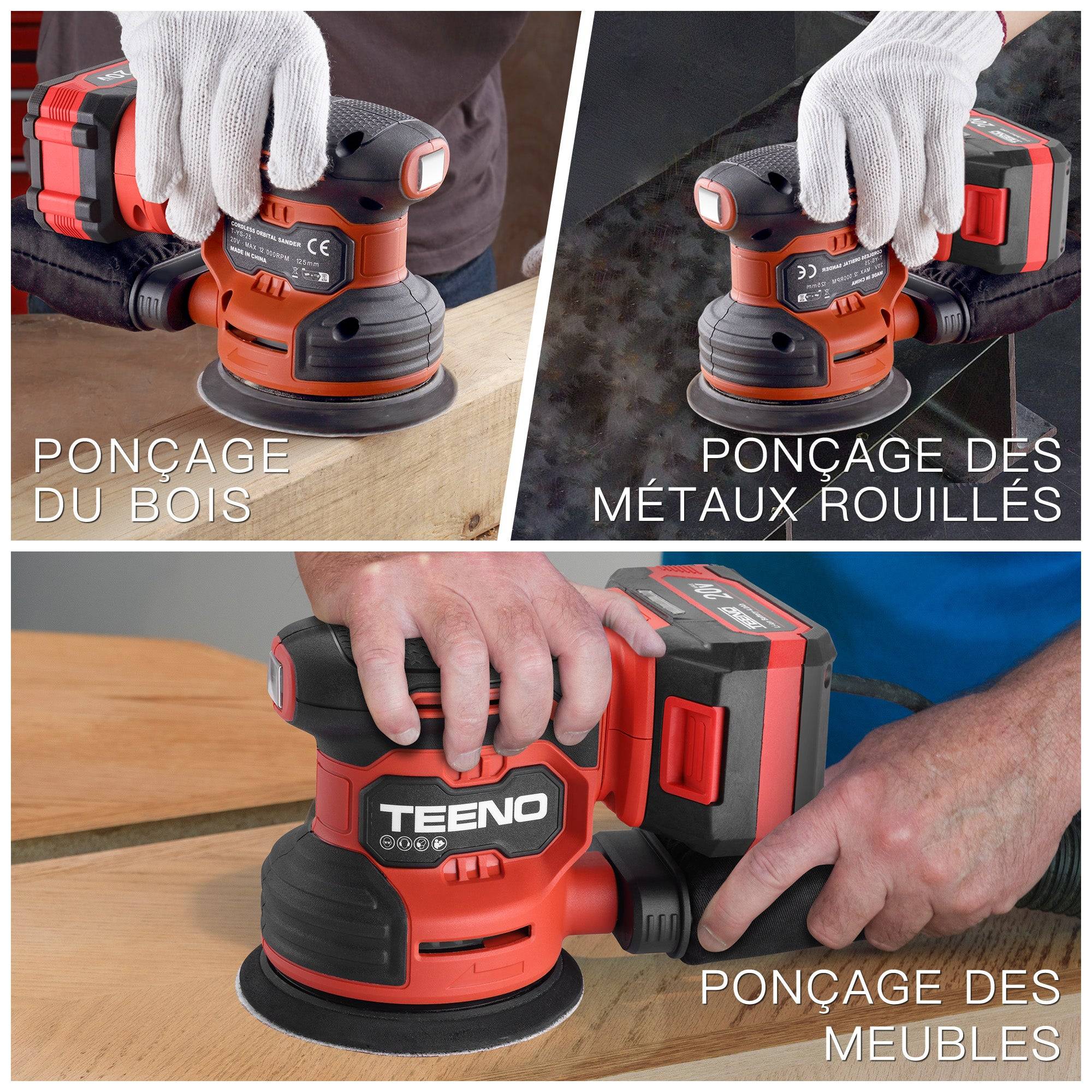 Ponceuse Orbitale Sans Fil 20V - Ponceuse Excentrique 125mm 6000-12000 tr/min, Kit Complet avec 25 Papiers de Verre, Batterie 4.0Ah et Système - Image 5